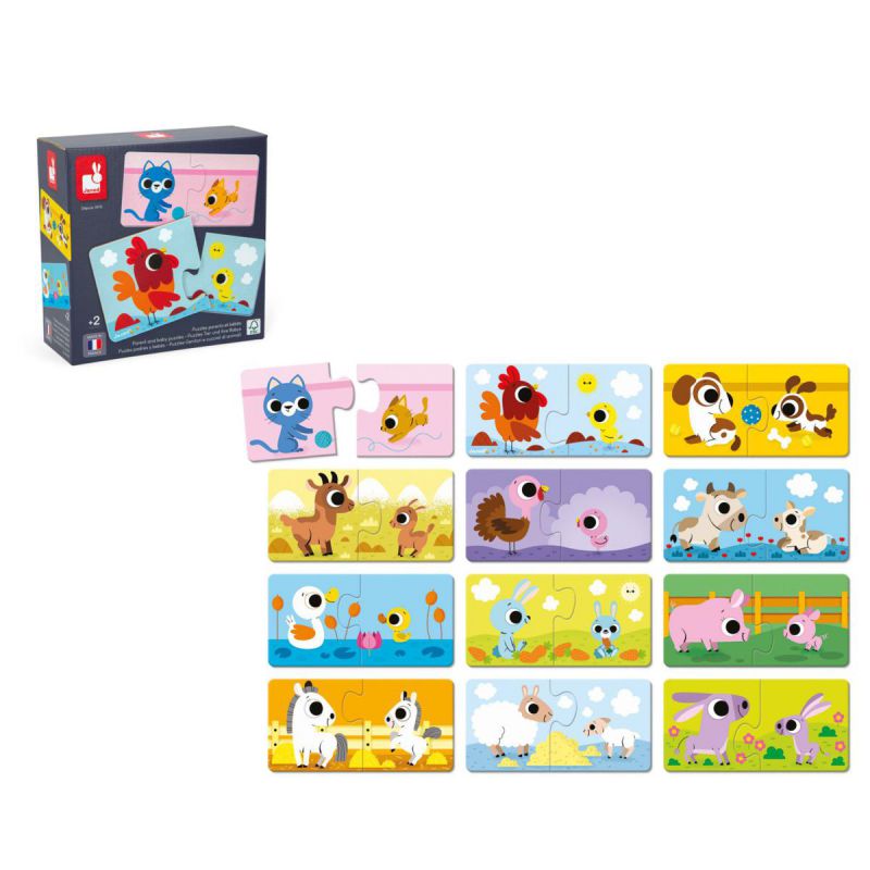 Puzzles padres y bebés animales - Janod