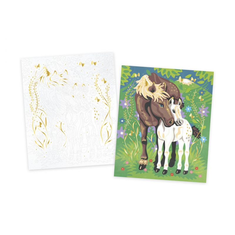 Pintura por números con acuarela, Caballos - Janod