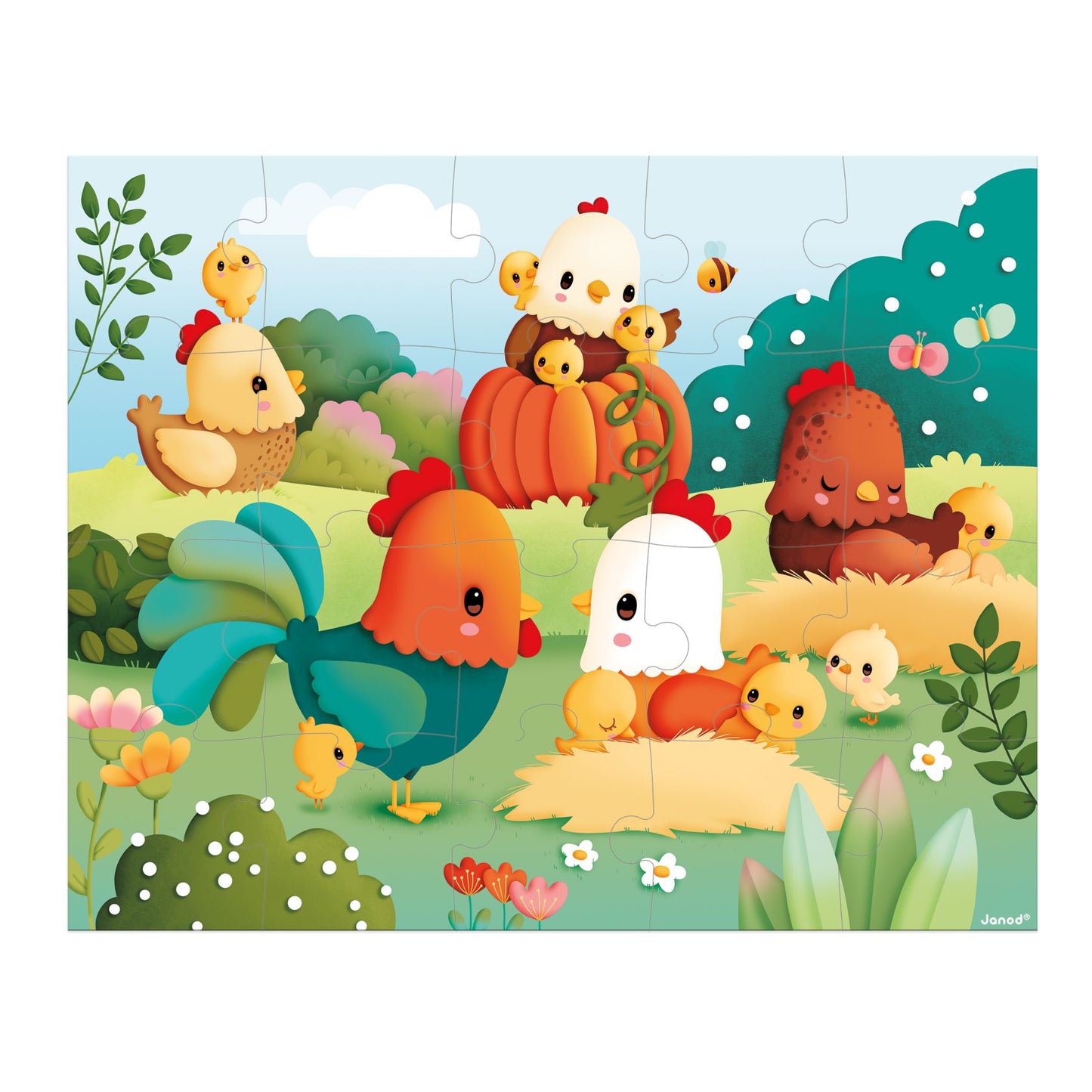 Puzzle Bienvenido al corral, 20 piezas, Granja - Janod