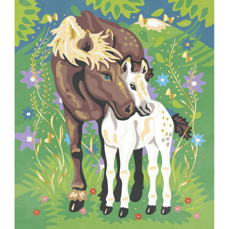 Pintura por números con acuarela, Caballos - Janod