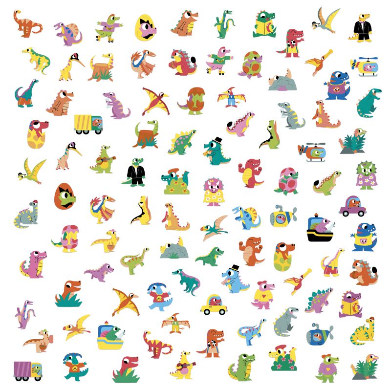 100 pegatinas, Dinosaurios - Janod