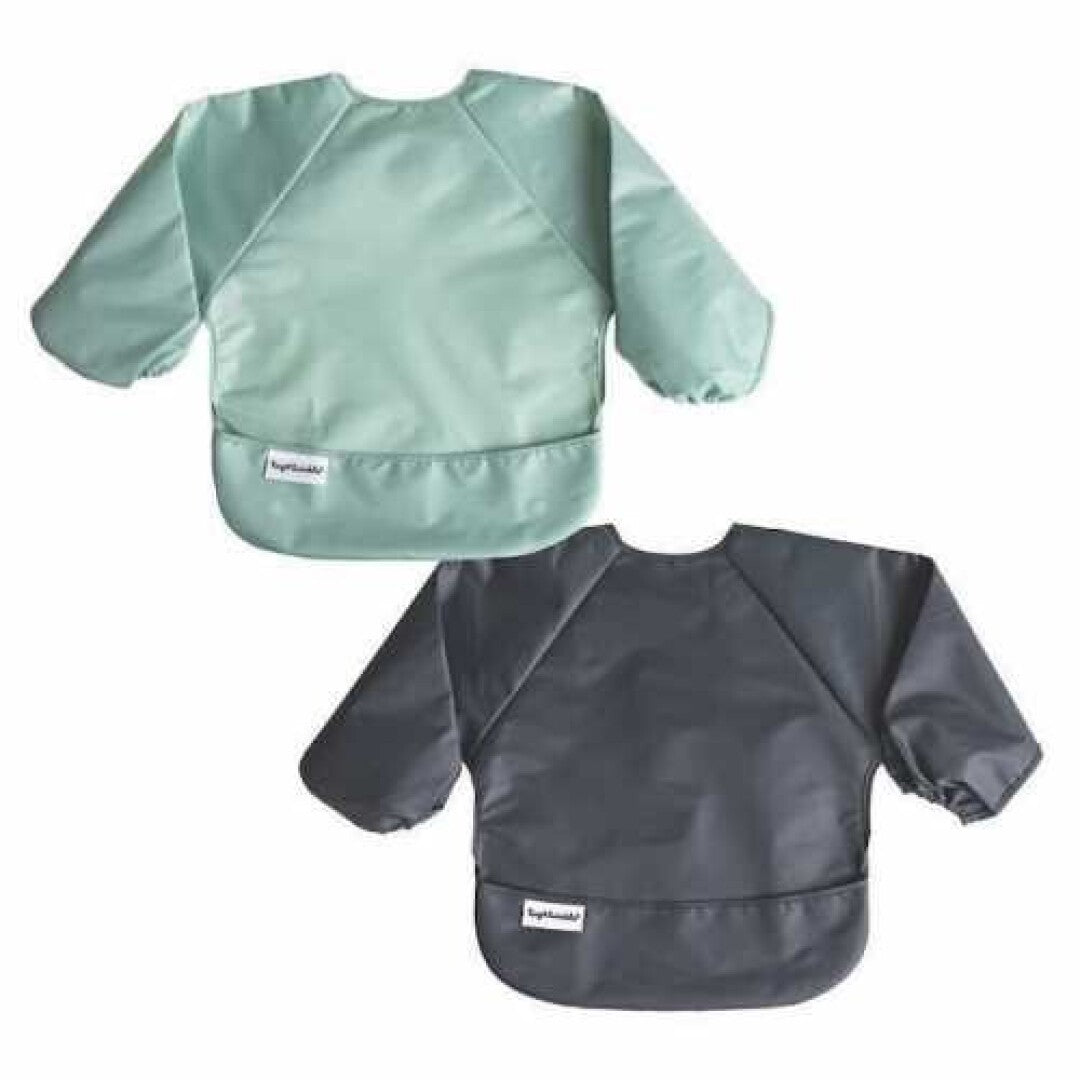 Pack 2 baberos con mangas, Verde Sage-Negro - Tiny Twinkle