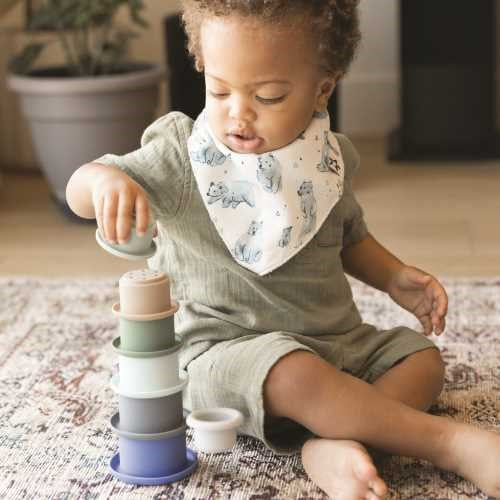 Juego de 7 vasos apilables silicona azules - TINY TWINKLE