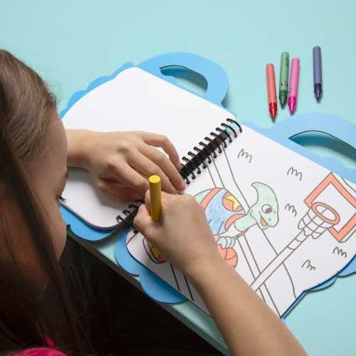 Libro con pinturas y pegatinas, Dinos - Omy