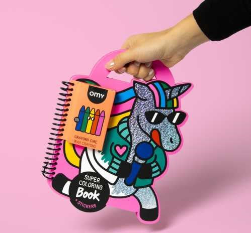 Libro con pinturas y pegatinas, Unicornio Lily - Omy