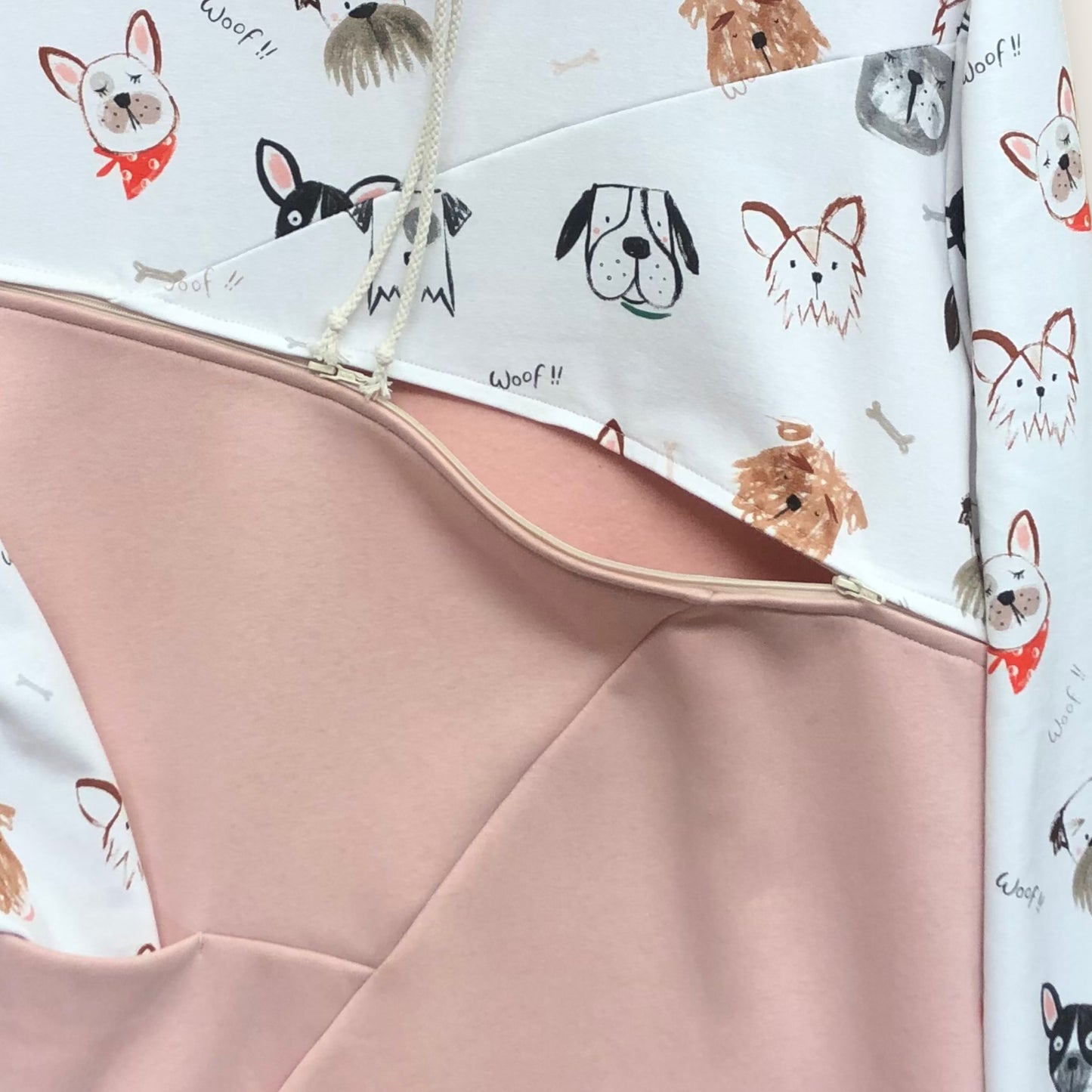 Sudadera de Lactancia, perritos con rosa