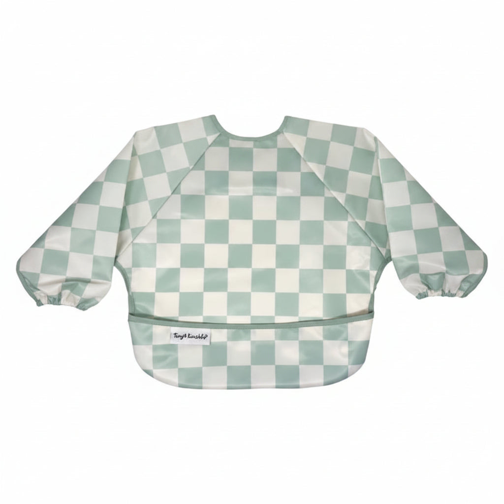 Babero con Mangas Cuadros Menta - Tiny Twinkle