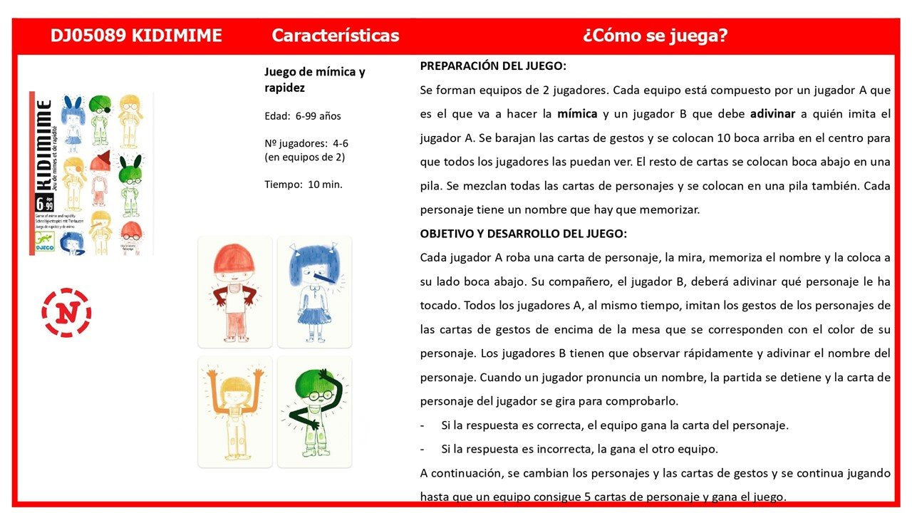 Juego de cartas, Kidimime - Djeco