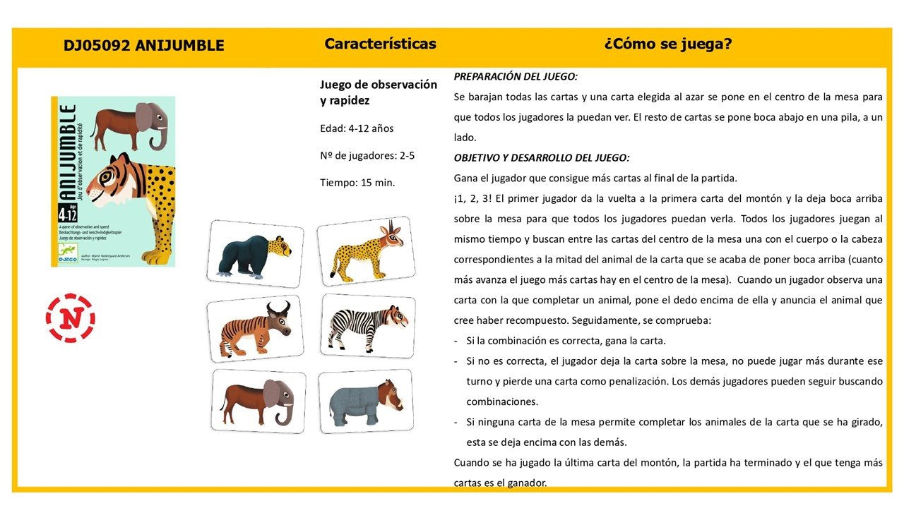 Juego de cartas, Anijumble - Djeco