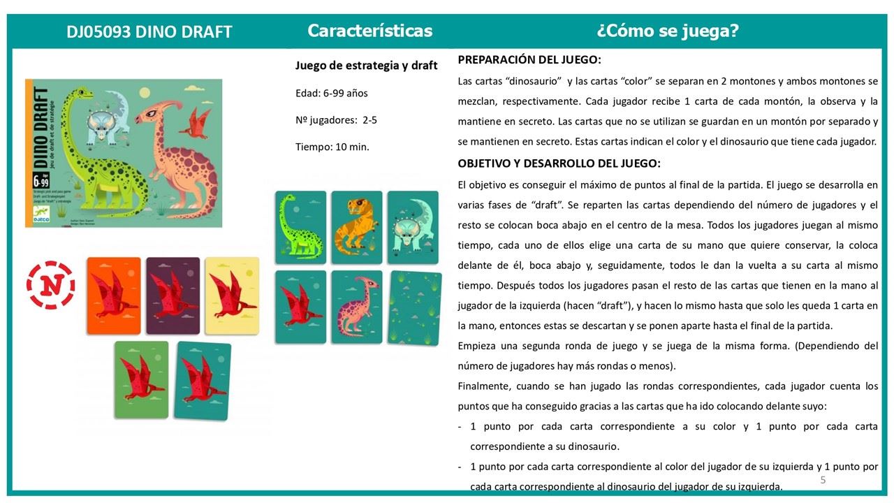 Juego de cartas, Dino Draft - Djeco