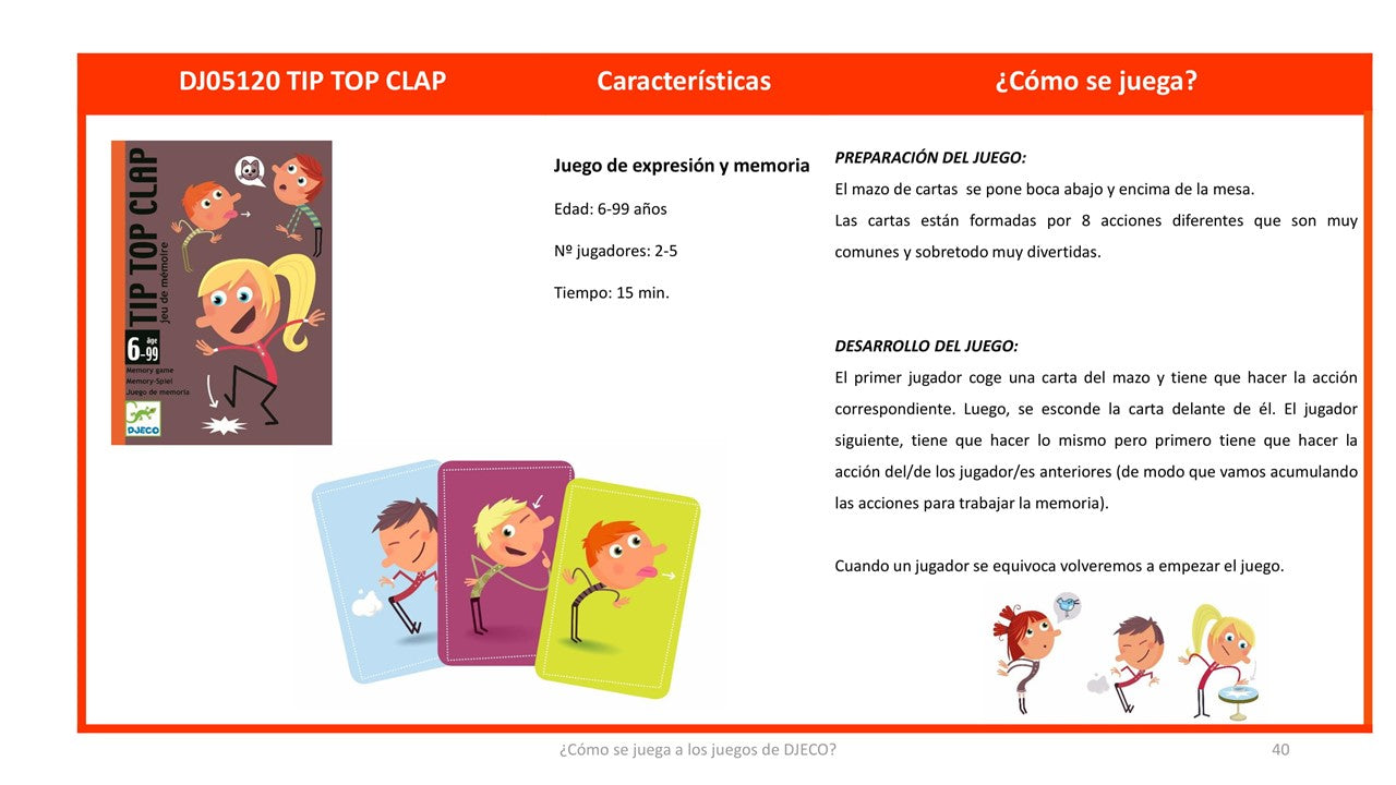 Juego de cartas, Tip Top Clap - Djeco