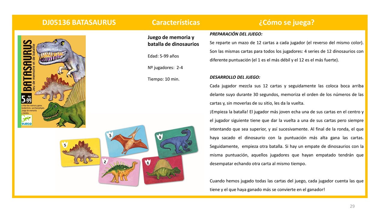 Juego de cartas, Batasaurus - Djeco