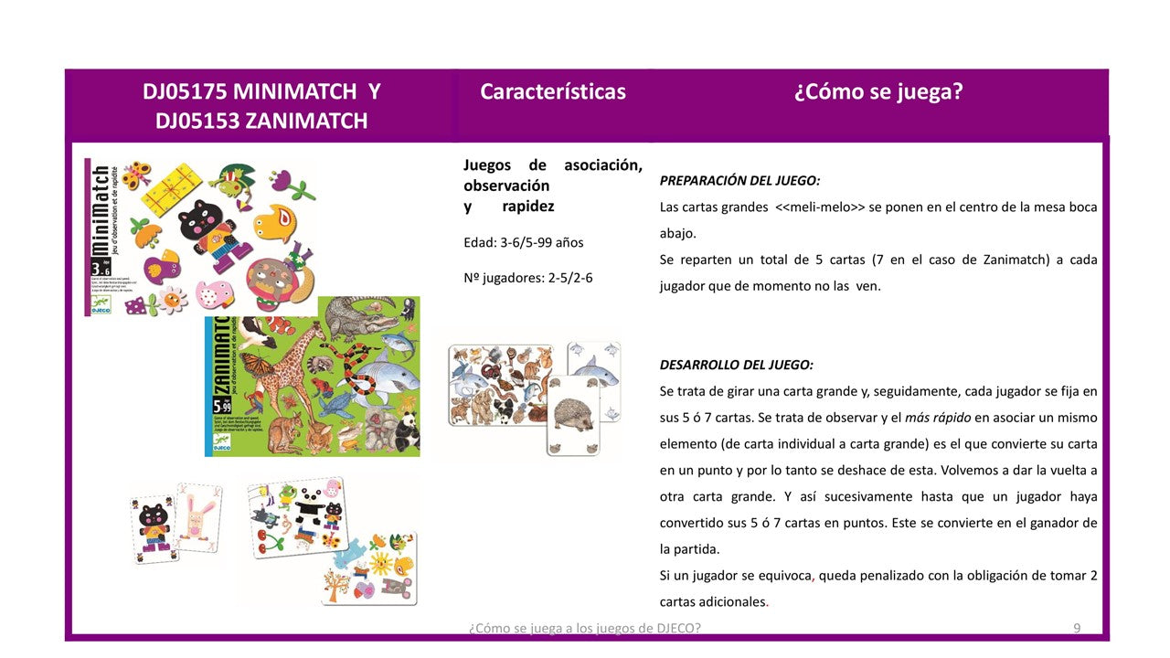 Juego de cartas, Zanimatch - Djeco