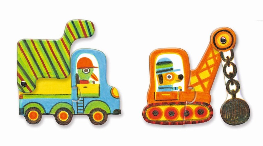 Puzzle dúo Vehículos articulados, educativo - Djeco