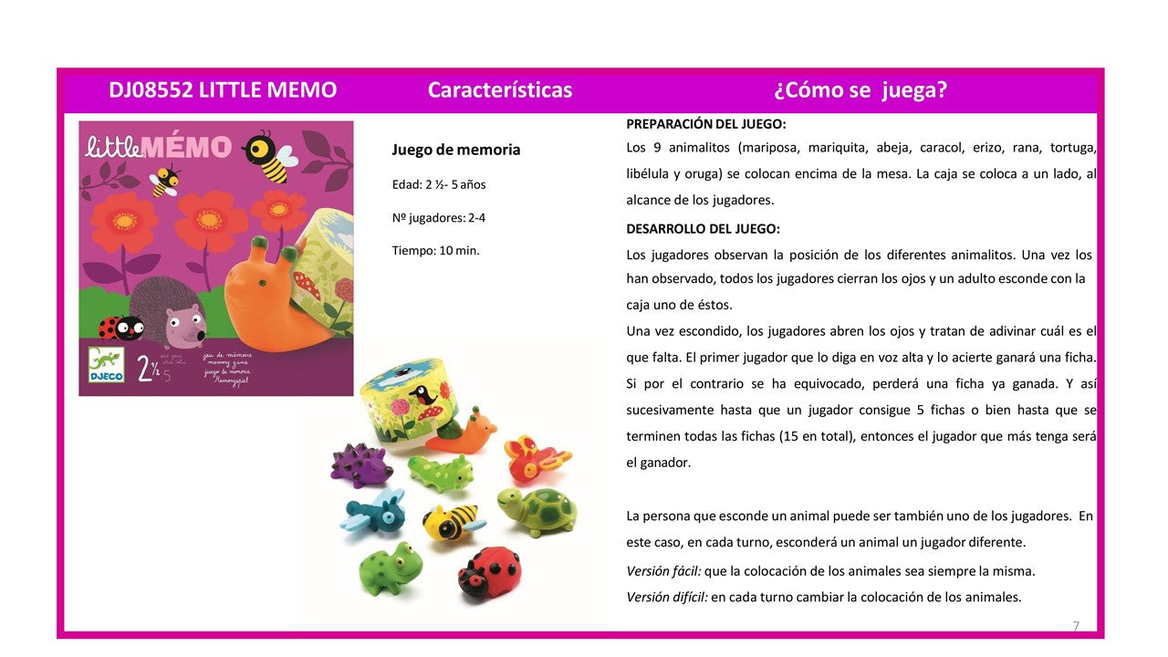 Juego Little Memo - Djeco
