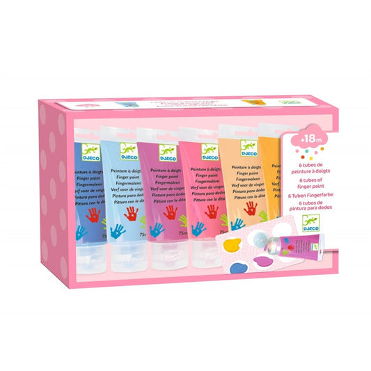 6 tubos de pintura de dedos, colores pasteles - Djeco