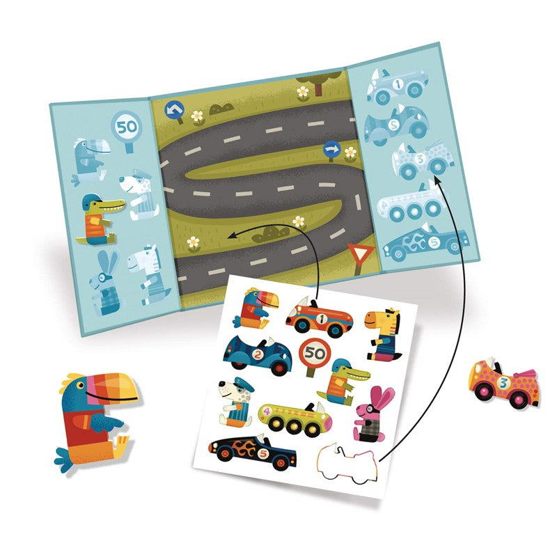 Pegatinas reposicionables, Los coches - Djeco