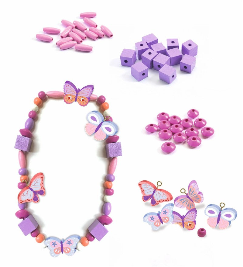 Pulseras de Perlas madera, Mariposas - Djeco