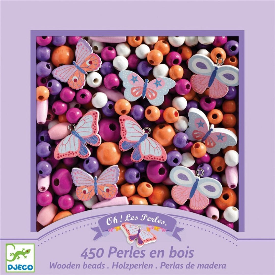 Pulseras de Perlas madera, Mariposas - Djeco