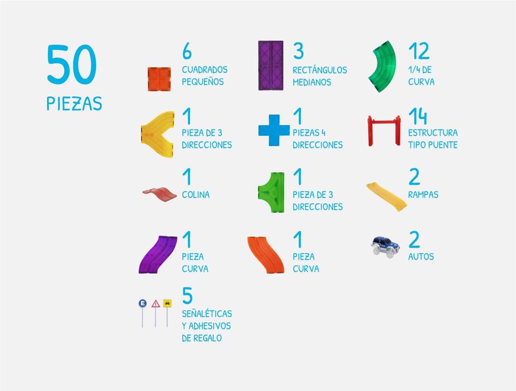 Imanix pista de coches 50 piezas - Braintoys