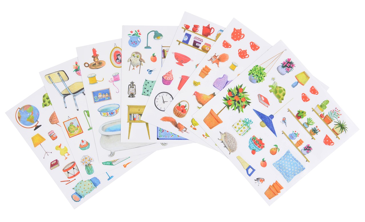 Cuaderno de colorear y pegatinas Gran Familia - Moulin Roty