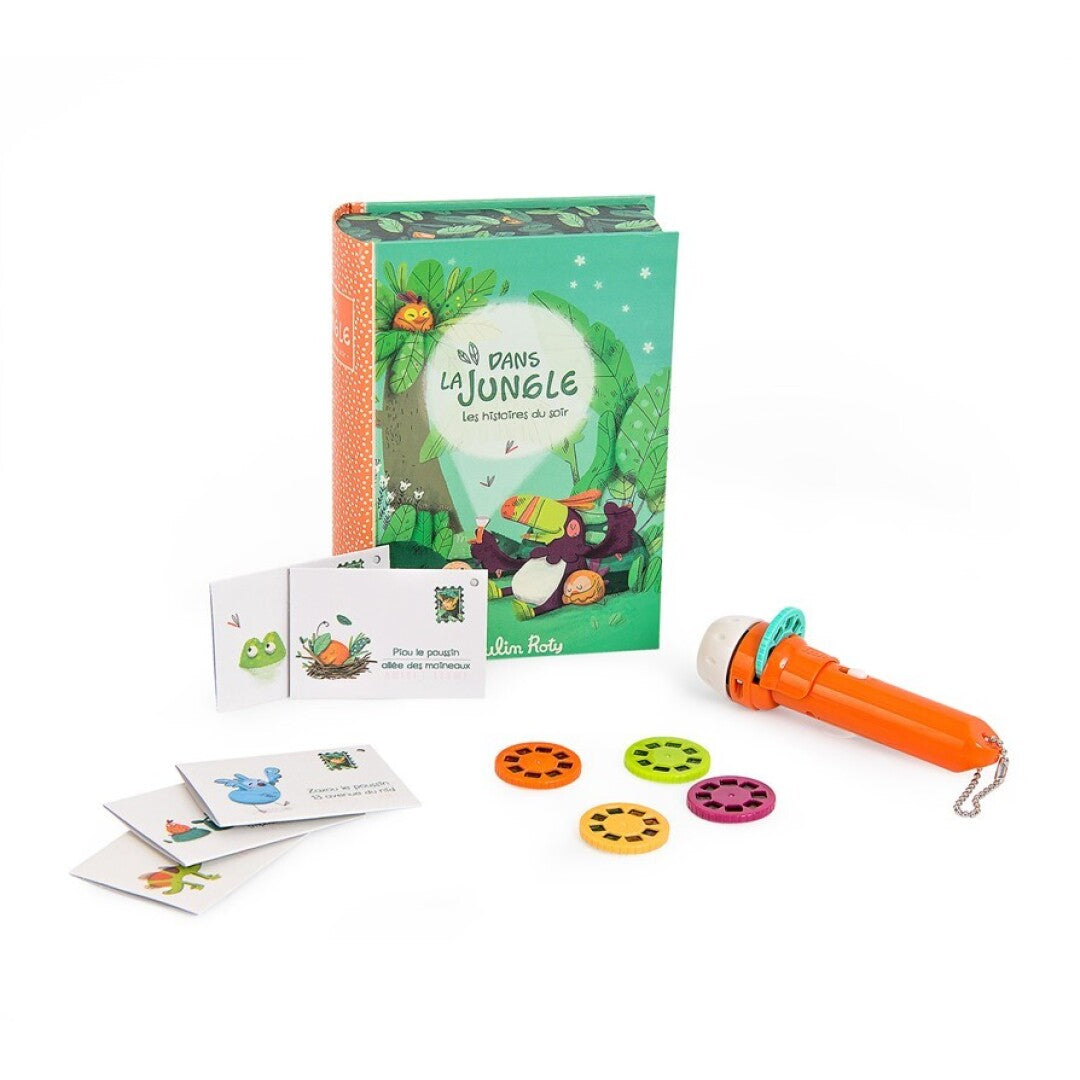 Libro linterna proyector de historias, Jungla - Moulin Roty