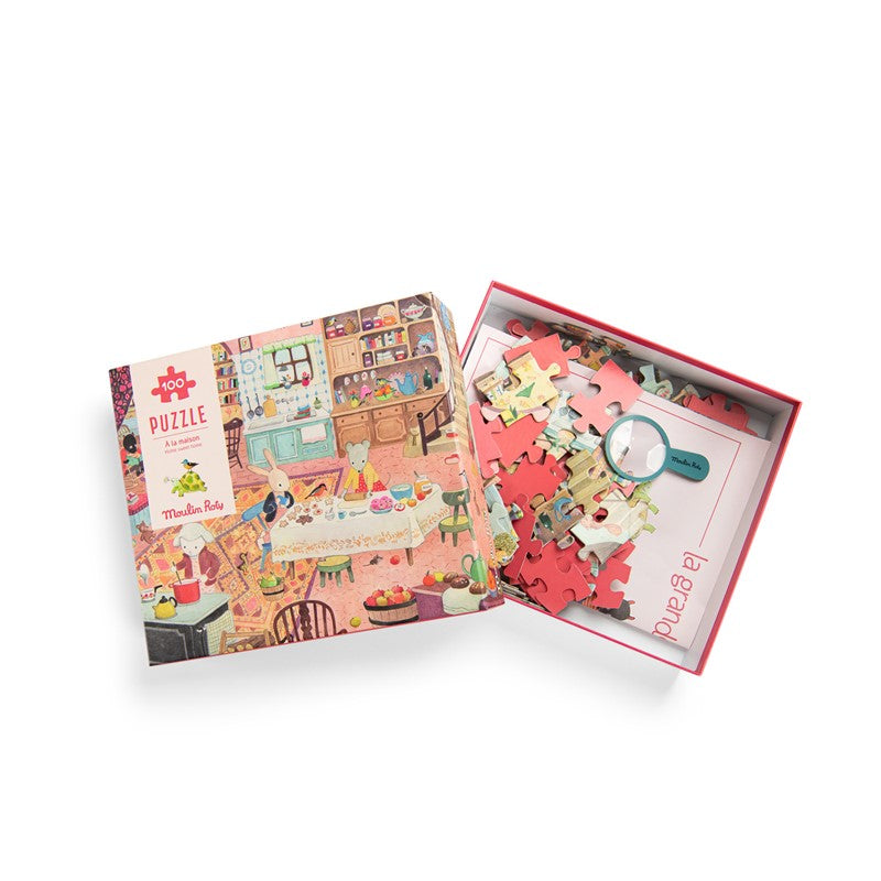 Puzzle En casa de la Gran Familia (100 piezas) - Moulin Roty
