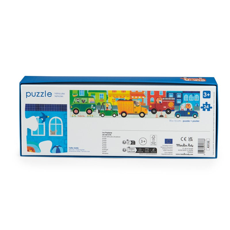 Puzzles Popipop vehículos, 24 piezas - Moulin Roty