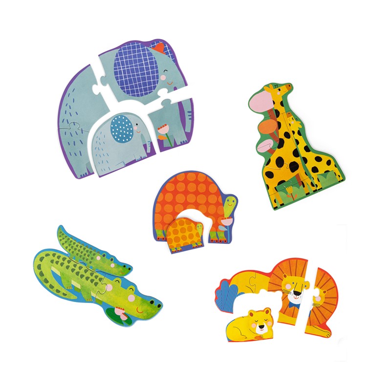 5 puzzles evolutivos Toupitis, 2 a 6 piezas - Moulin Roty