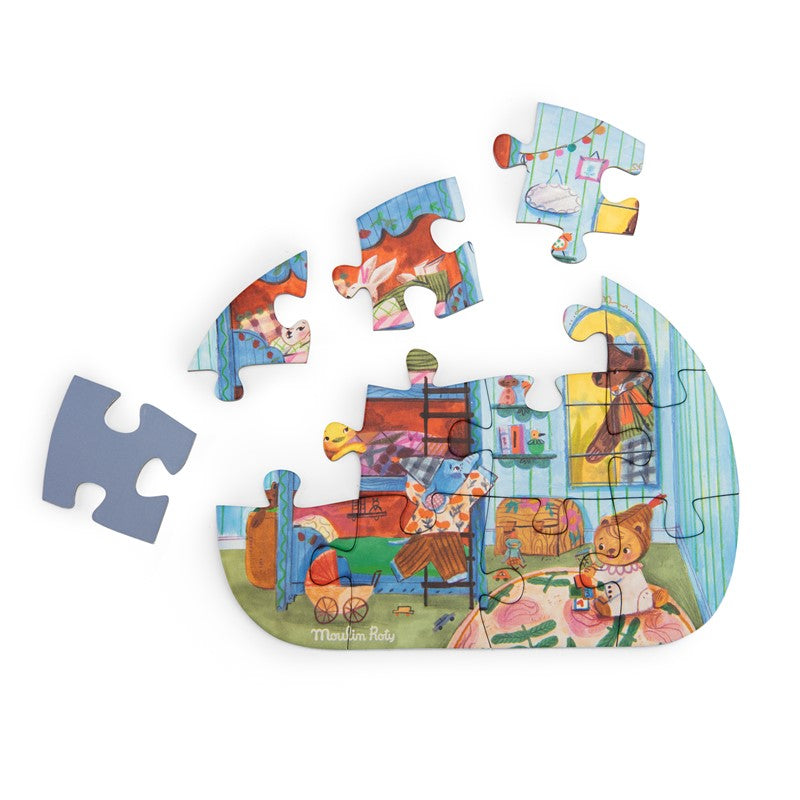 4 mini puzzles, Comidas Minouchkas 12 piezas - Moulin Roty