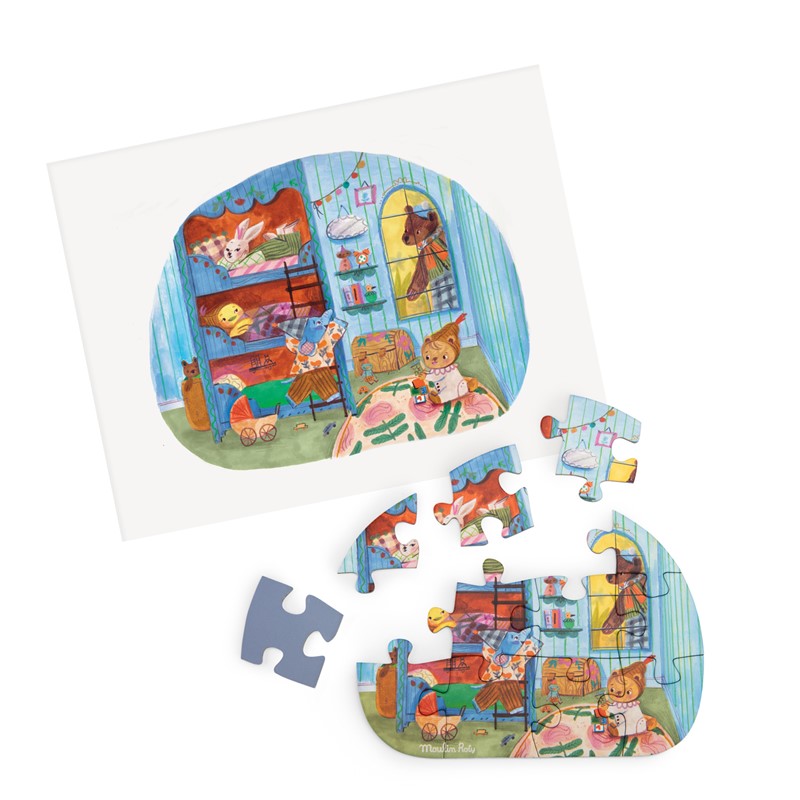 4 mini puzzles, Comidas Minouchkas 12 piezas - Moulin Roty