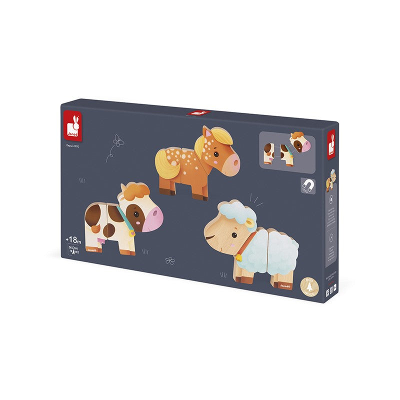 Puzzle magnético 3 animales de la granja - Janod