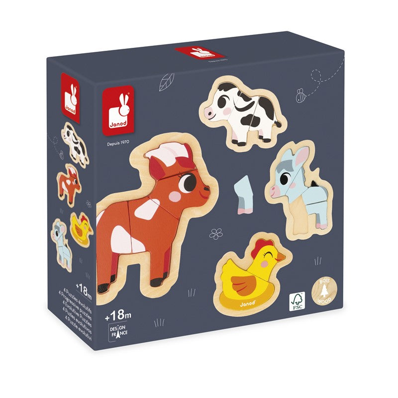 Puzzles evolutivos de madera, Granja - Janod