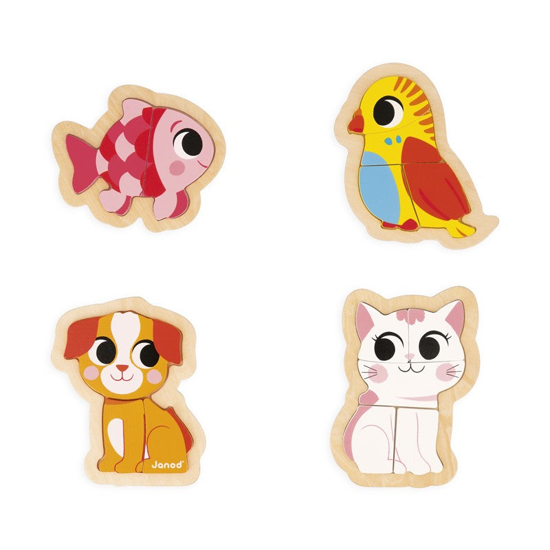 Puzzles evolutivos de madera, Animales de compañía - Janod