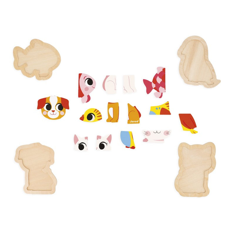 Puzzles evolutivos de madera, Animales de compañía - Janod