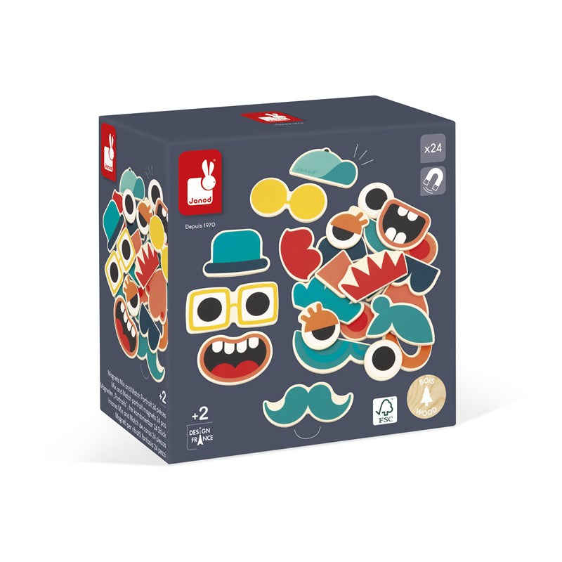 Imanes 24 piezas, Mix and match de caras - Janod