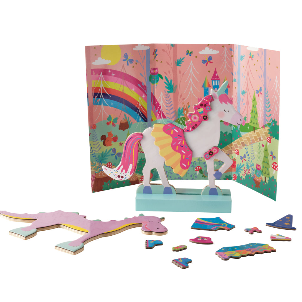 Figuras de madera con ropa magnética, Unicornio - Floss & Rock