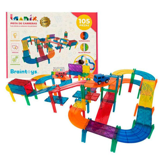 Imanix pista de coches 105 piezas - Braintoys