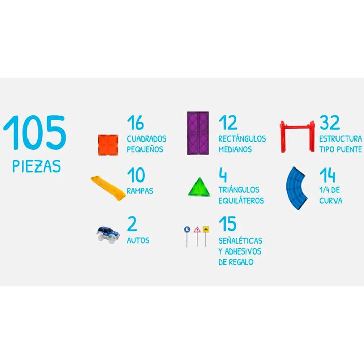 Imanix pista de coches 105 piezas - Braintoys