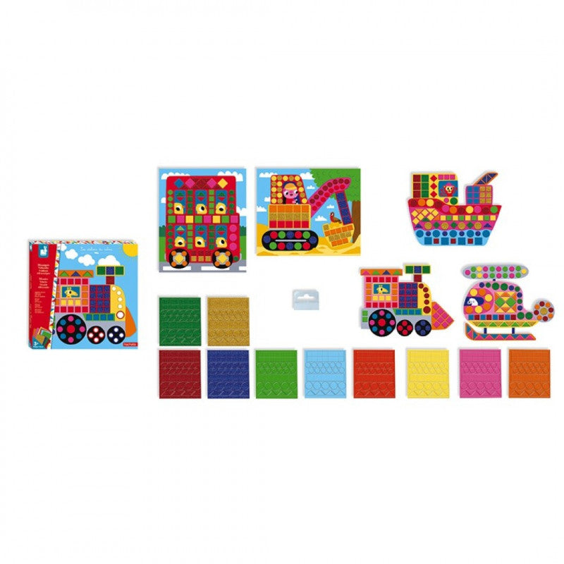 Tarjetas decorables Mosaicos vehículos - Janod