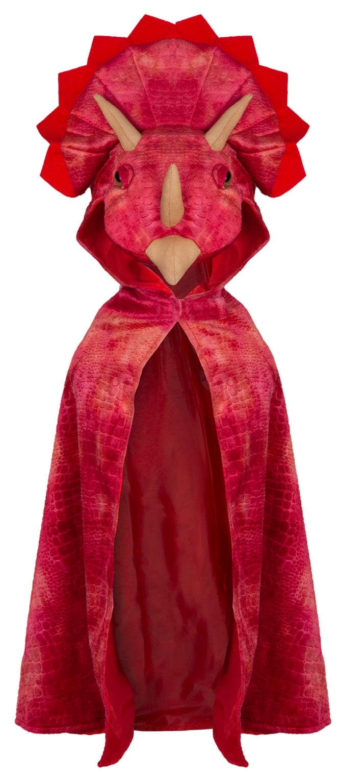Capa Triceratops roja, talla 4-5 años
