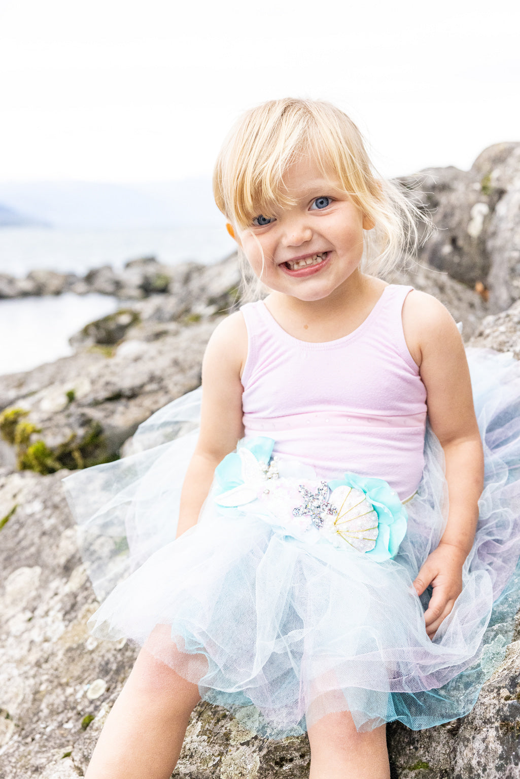 Tutú sirena color pastel Aqua, talla 4-6 años