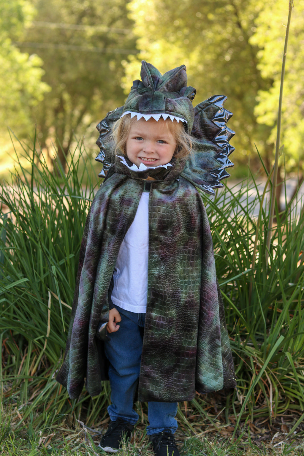 Grandasuarus Dilophosaurus capa con garras, talla 4-6 años