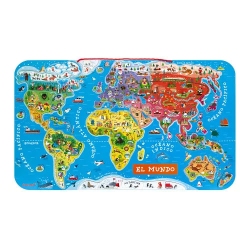 Puzzle magnético 92 piezas de madera Atlas mundial - Janod
