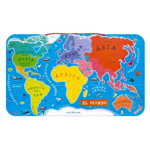 Puzzle magnético 92 piezas de madera Atlas mundial - Janod