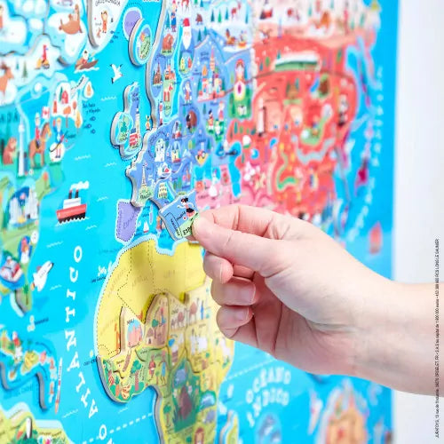 Puzzle magnético 92 piezas de madera Atlas mundial - Janod