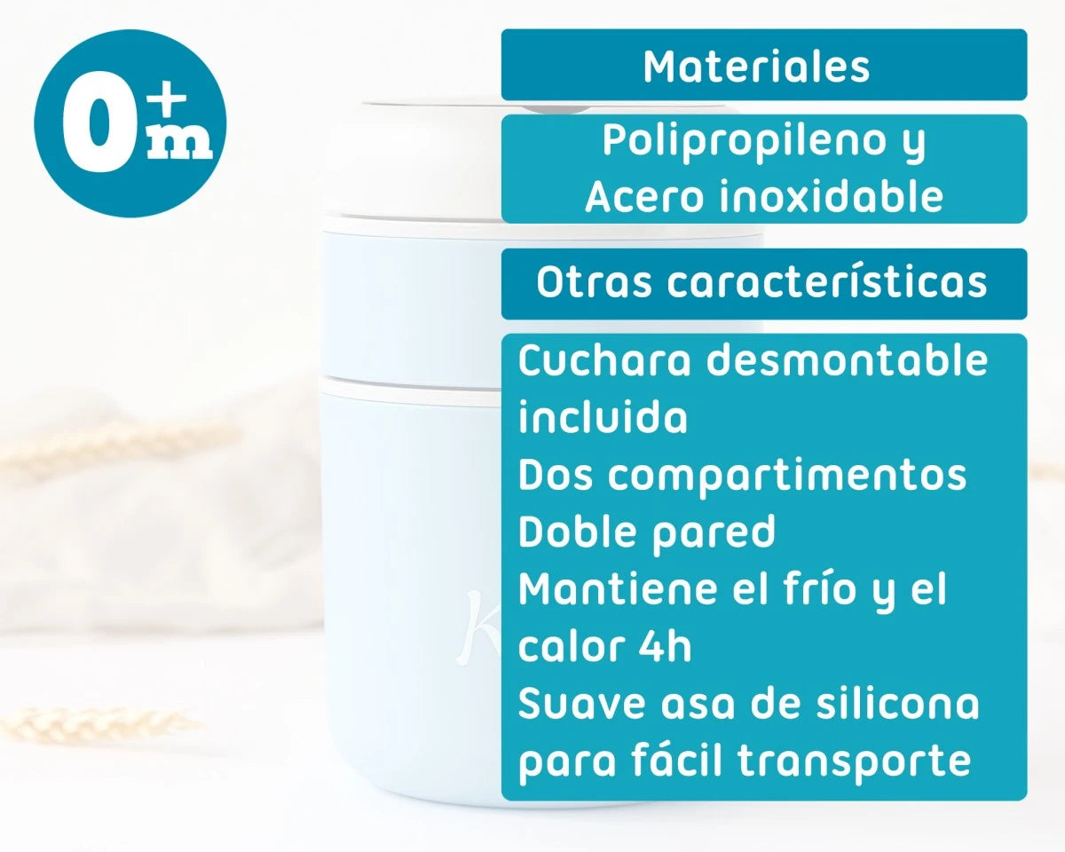 Termo con compartimentos 710 ml, azul - Kiokids