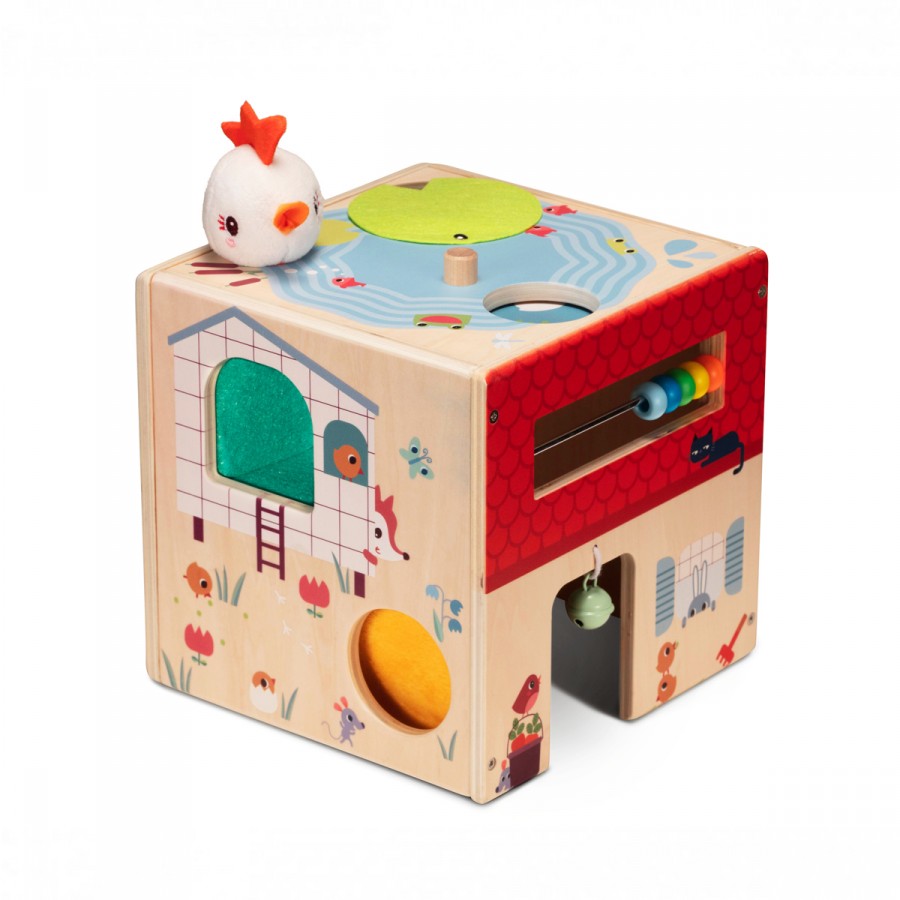 Cubo de actividades de madera granja - Lilliputiens