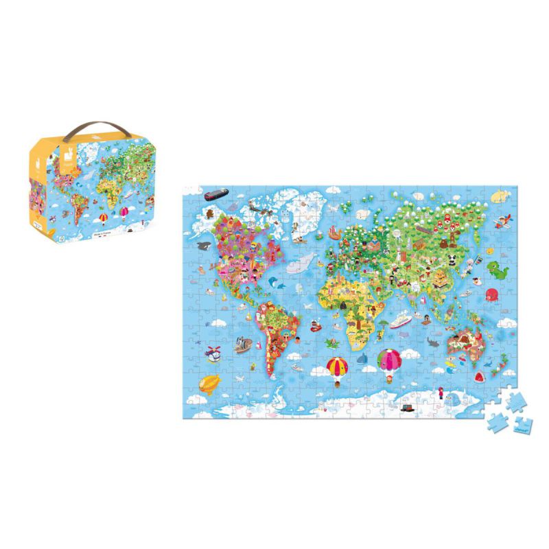 Puzzle gigante Atlas mundial, 300 piezas - Janod