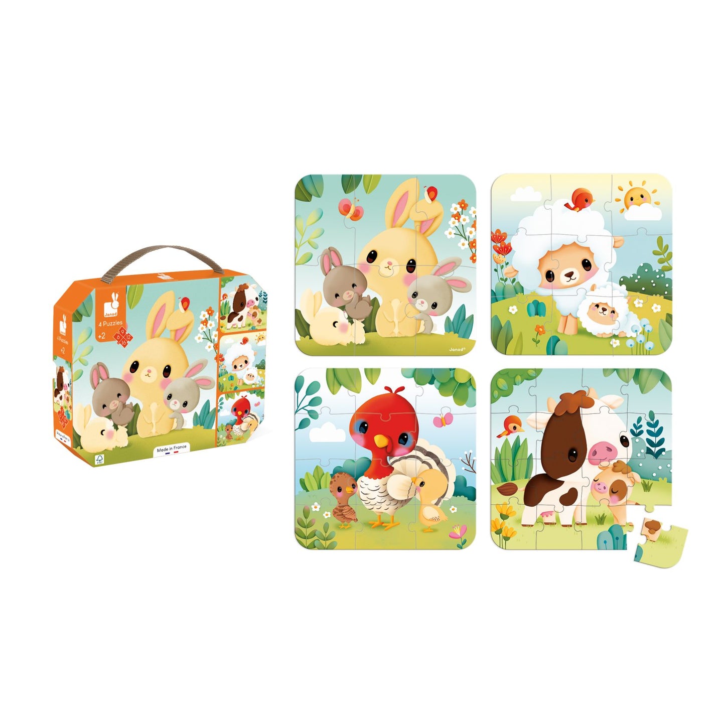 Set de 4 puzzles evolutivos de los animales, Granja - Janod